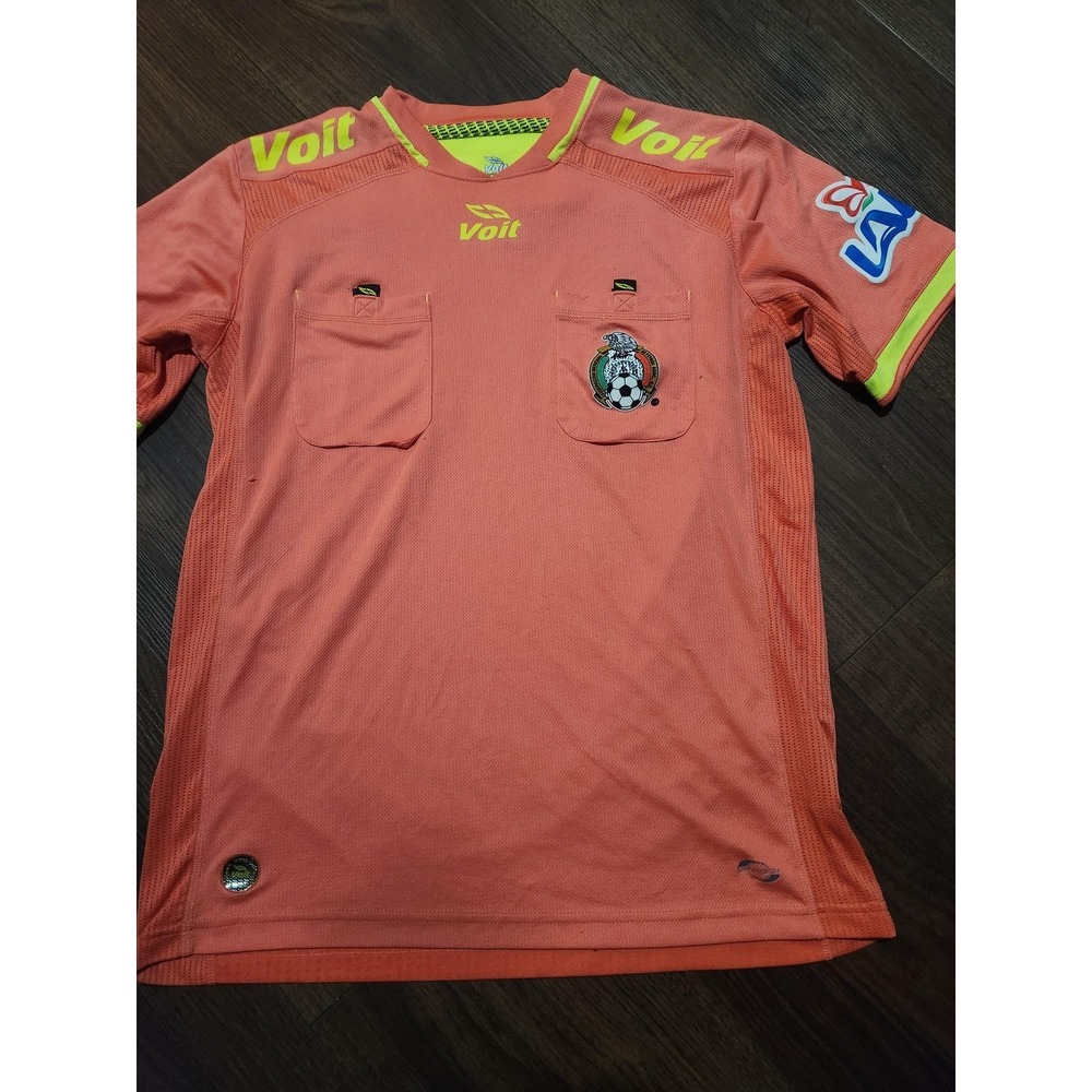 Mexico Soccer Jersey Mens Large Orange Voit Referee Shirt Football Futbol Mexico